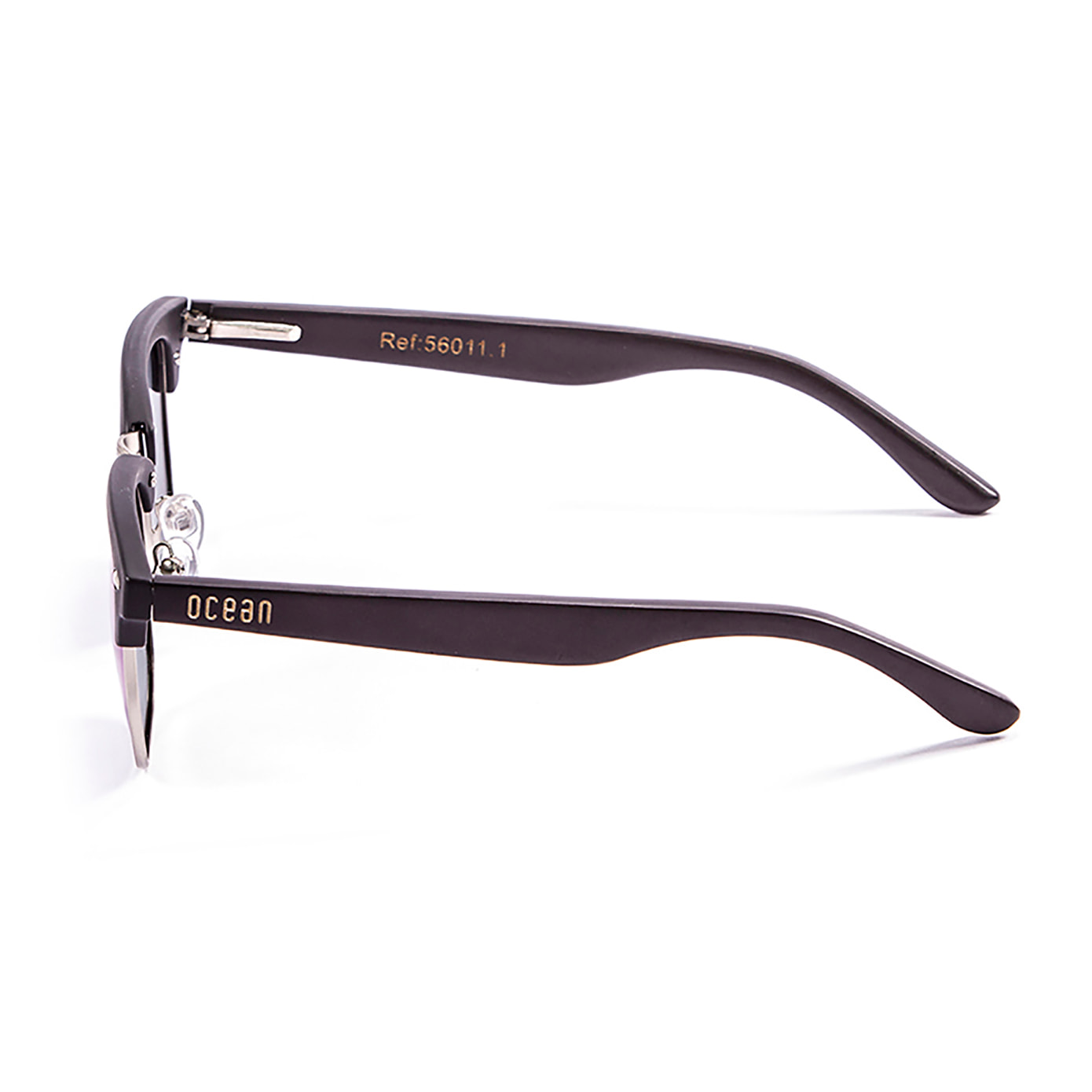 Gafas de sol OCEAN REMEMBER - De brazo negro de bambú con montura negro mate / Revo azul