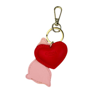 Portachiavi cuore rosso Cheval Firenze gatto rosa