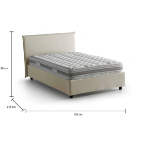 Letto piazza e mezza Alvino, Letto contenitore con rivestimento in tessuto, 100% Made in Italy, Apertura frontale, con materasso Cm 120x200 incluso, Beige