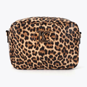 Borsa a tracolla basic con stampa leopardata