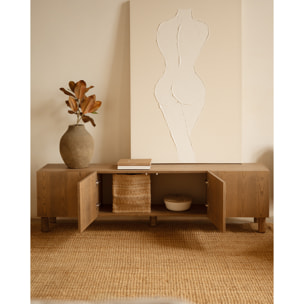 Mueble TV de chapa de madera de fresno natural en tono avellana en varias medidas