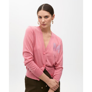 Cardigan Rosa con M Brillante