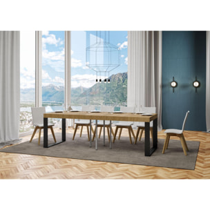 Mesa extensible 90x90/246 cm Tecno Premium Roble Natural estructura Antracita