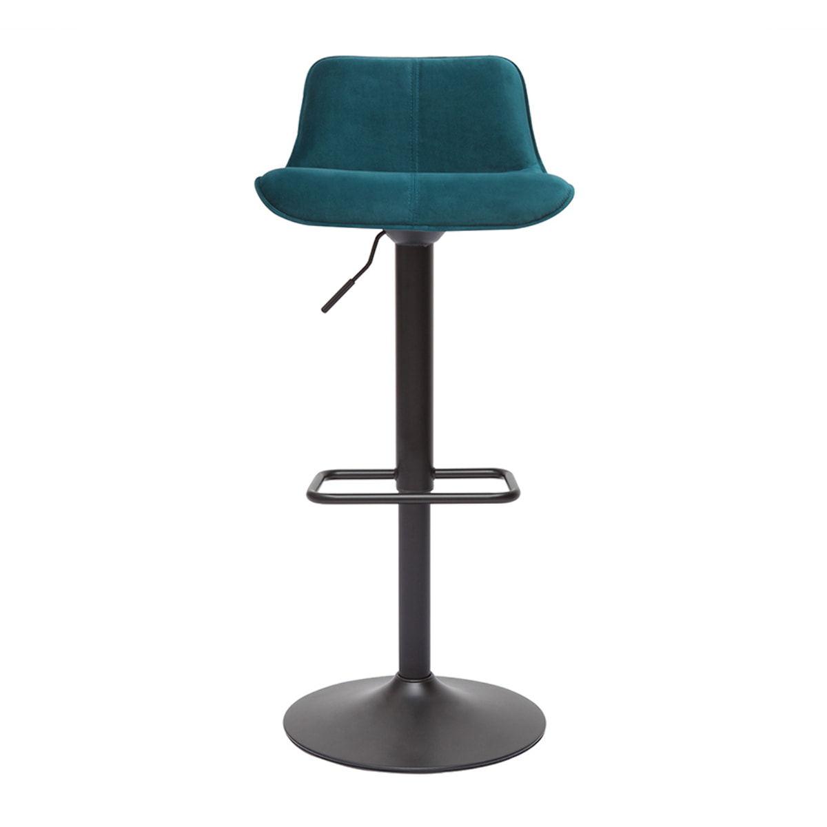 Tabourets de bar réglables pivotants 360° en tissu velours bleu pétrole et métal noir (lot de 2) BOOST