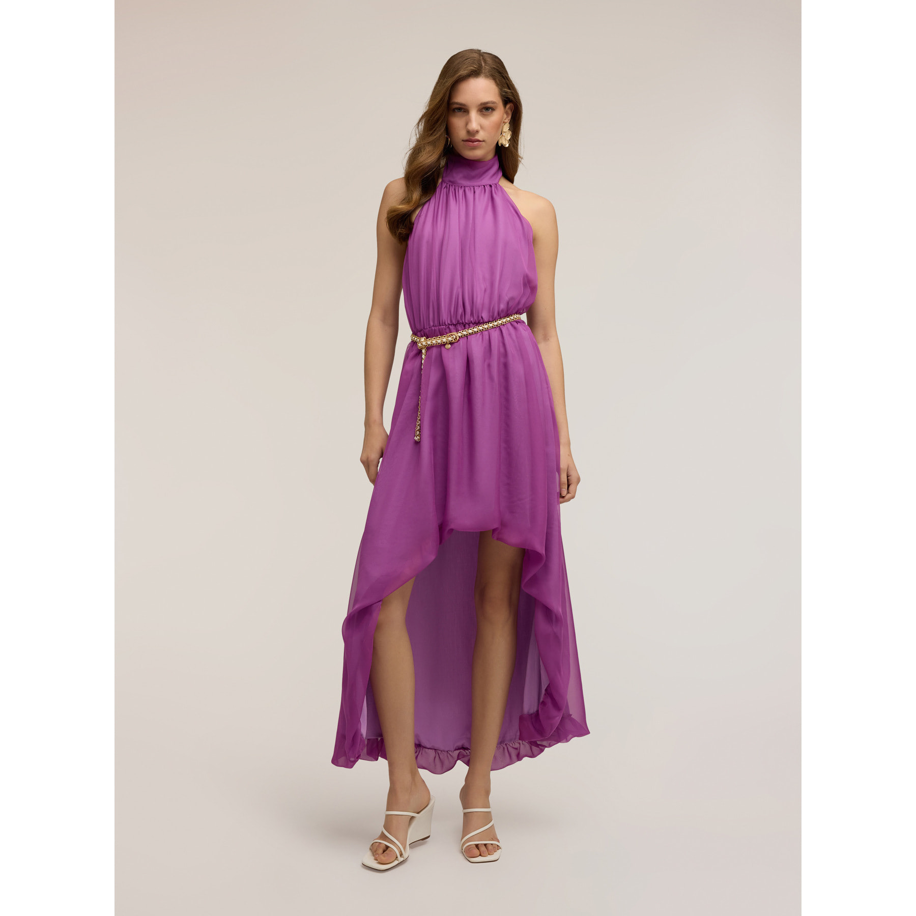 Motivi - Vestido largo asimétrico con espalda descubierta - Violeta