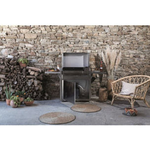 Chariot Plancha FORGE ADOUR CH PIF 60 en inox fermé compatible plancha Premium 60