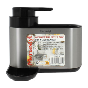Organisateur d'évier et porte savon en acier inoxydable