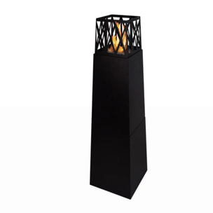 Vulcano - Camino a bioetanolo da esterno 40x40x145 cm, colore nero
