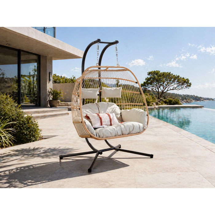 Fauteuil suspendu 2 places effet rotin MIA