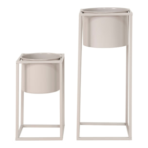 Set 2 vasi da fiori Marla in acciaio beige grigio
