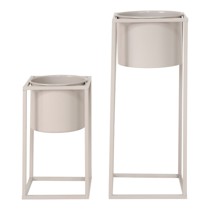 Set 2 vasi da fiori Marla in acciaio beige grigio