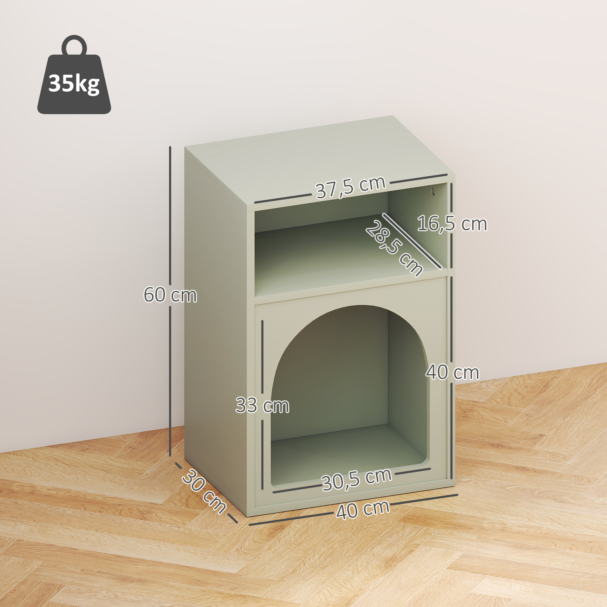 Lot de 2 chevets tables de nuit design tendance troglodyte 2 niches dim. 40 x 30 x 60 cm vert d'eau