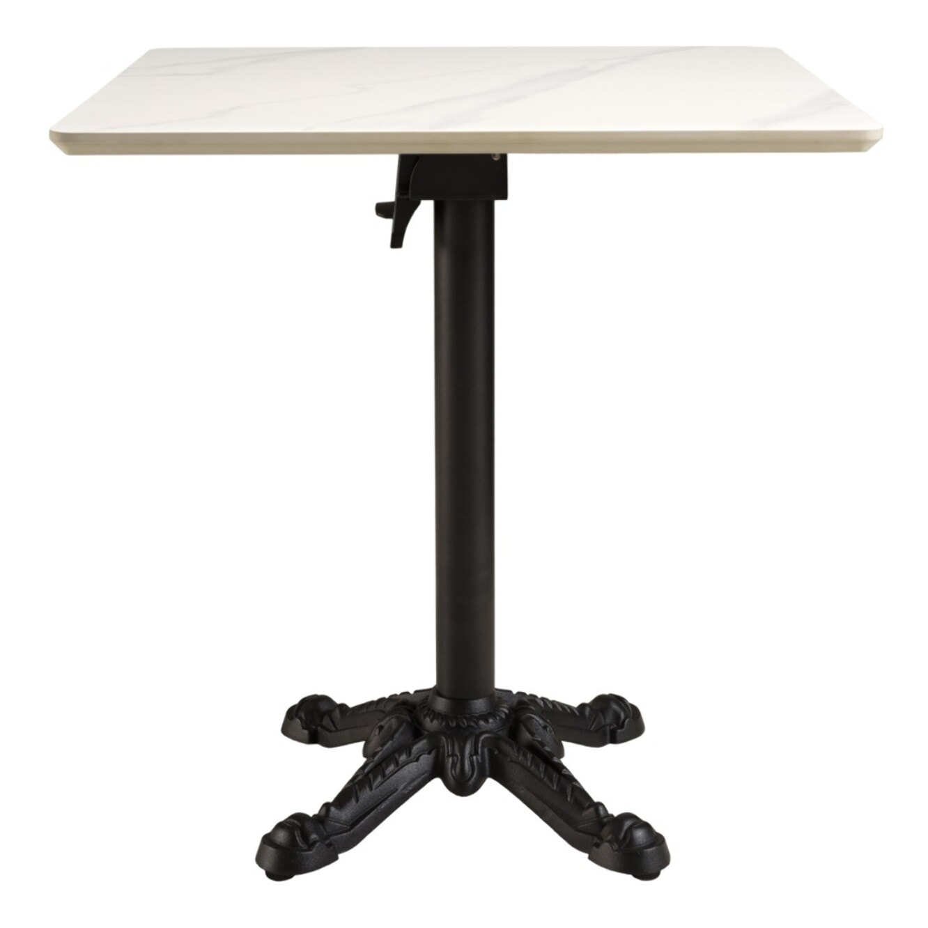 ICARE - Ensemble n°1: table bistrot 70x70cm pliable en céramique marbré blanc