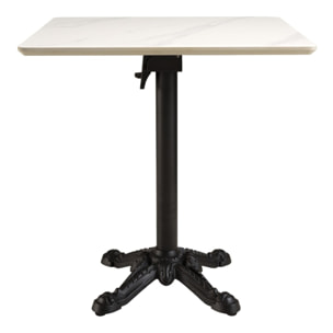 ICARE - Ensemble n°1: table bistrot 70x70cm pliable en céramique marbré blanc