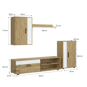 Mueble de salón modular Lunet en blanco artik aplino 190 cm Blanco Artik (Blanco Mate) - Alpino