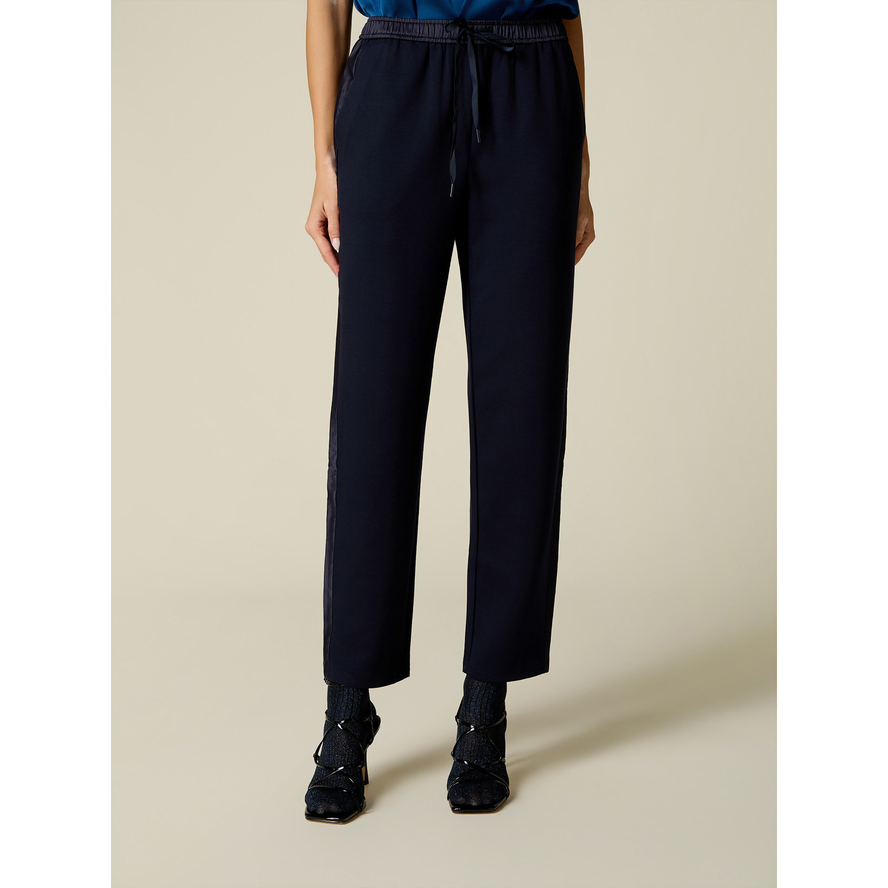 Oltre - Joggers con dettagli in raso - Blu