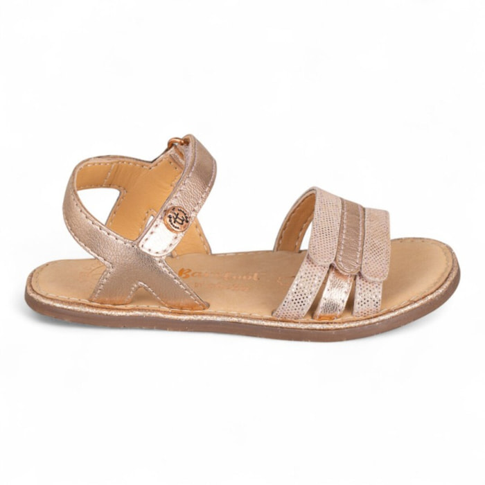 SANDALIA BAREFOOT PIEL CHETTO TIRAS METALIZADAS ORO ROSADO