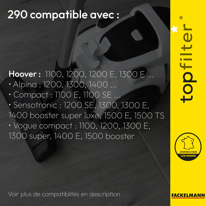 Lot de 4 sacs aspirateur Hoover Alpina TopFilter Premium