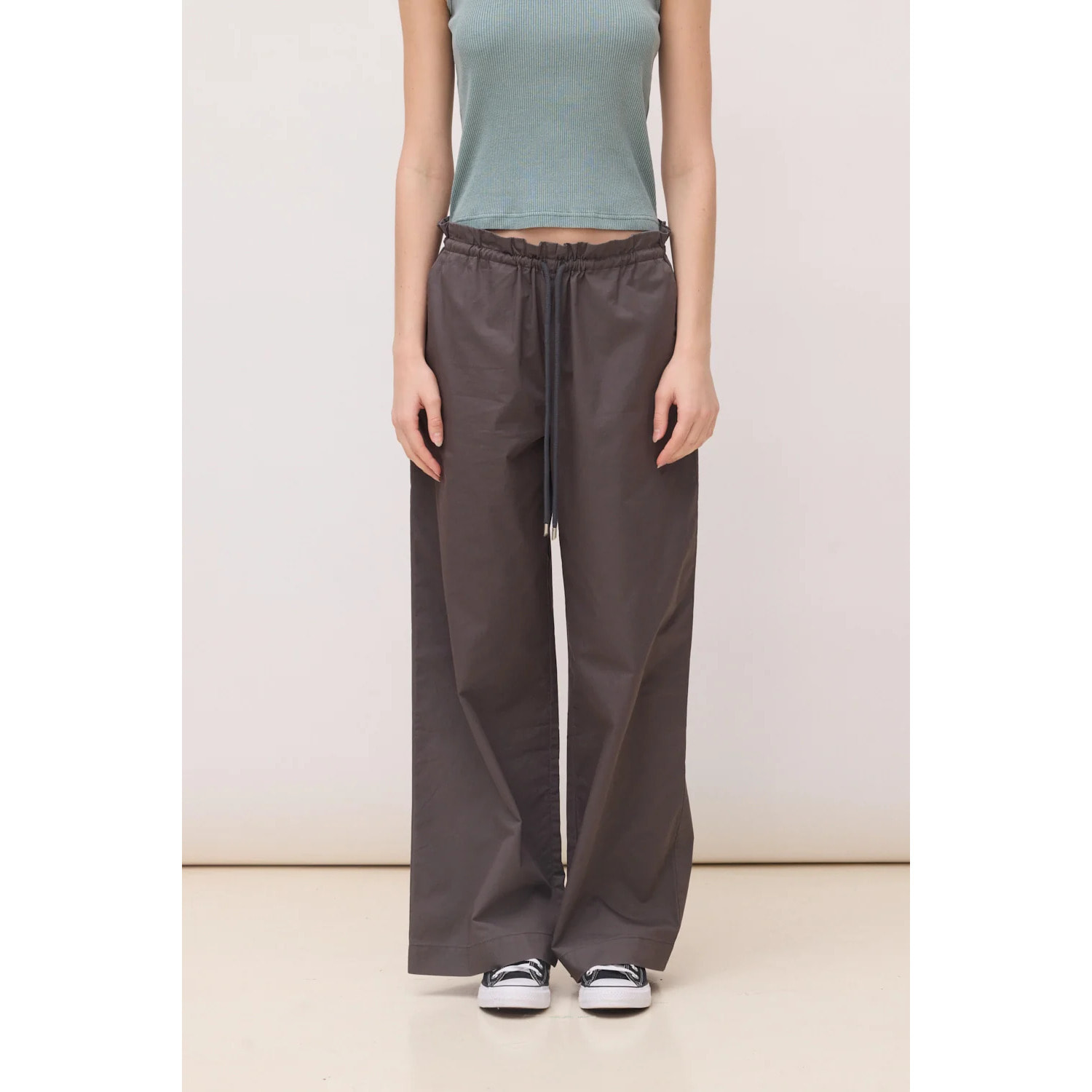 PANTALÓN STRAIGHT MUJER POPLIN ANTRACITA