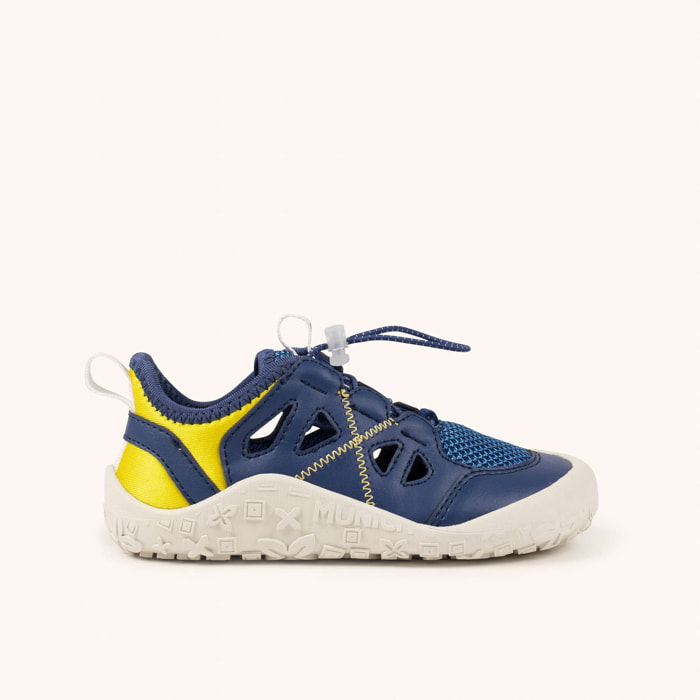 Zapatilla Barefoot Infantil de Verano Azul y Amarilla MUNICH MINI GLOSS 02