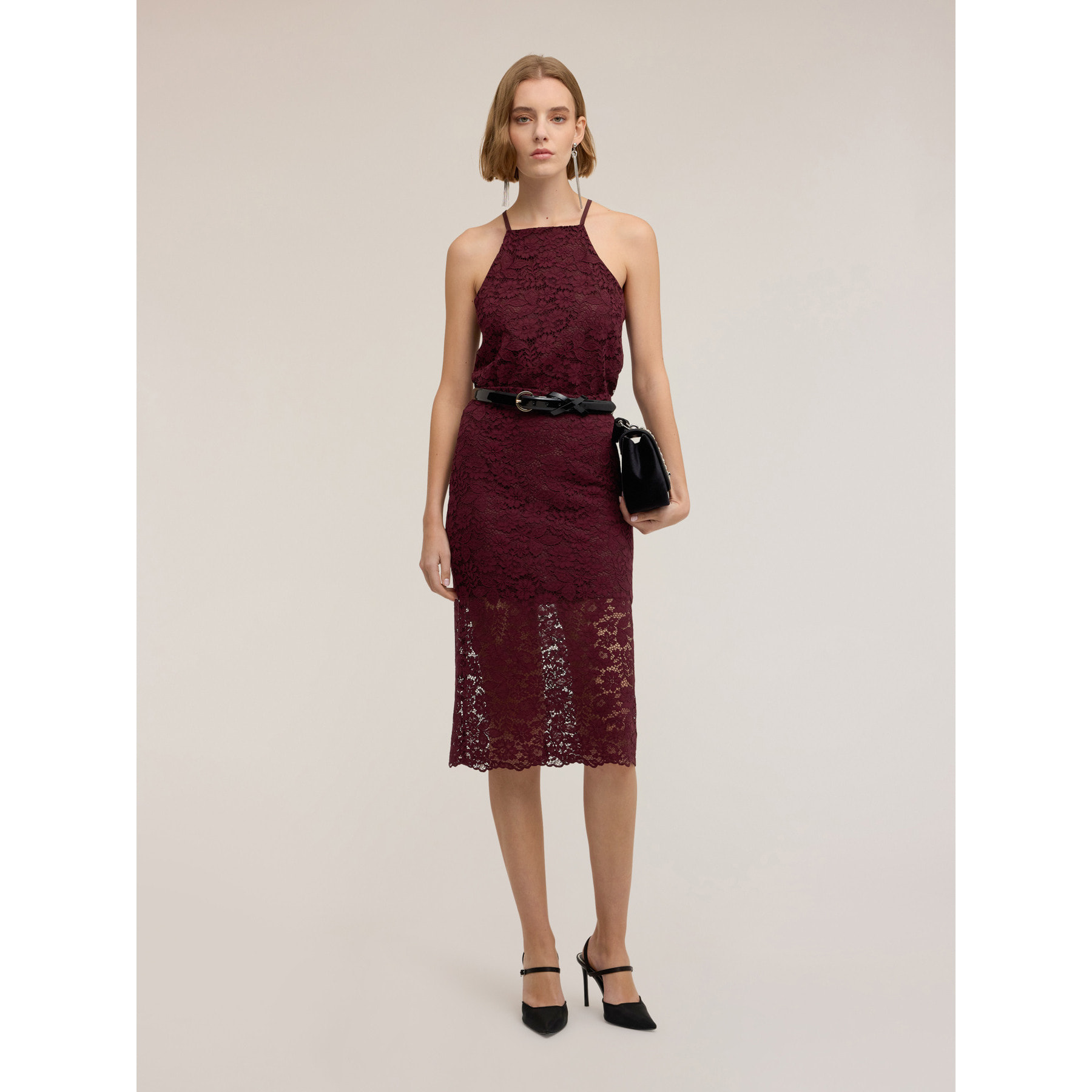 Motivi - Gonna tubino in pizzo - Bordeaux
