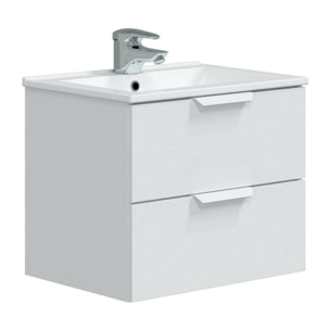 Mobile sottolavabo Arzano, Mobiletto da bagno, Contenitore porta lavabo, Armadio per lavandino, 60x45 h50 cm, Bianco lucido