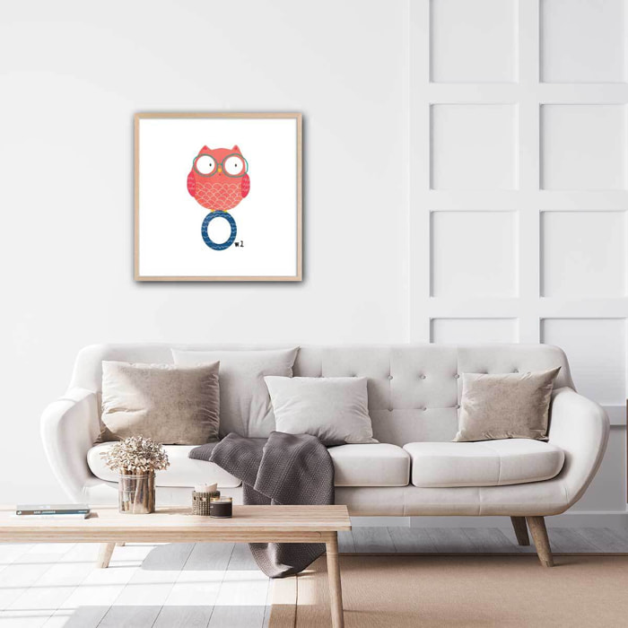 Affiche enfant o comme owl Affiche + cadre en bois - Chêne