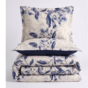Parure housse de couette et taies oreiller 100% Satin de Coton imprimé