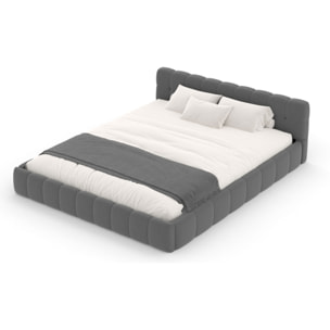 PRINCETON Lit nuage 140x190cm en velours gris
