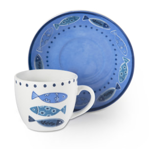 Set 6 Tazzine Caffè con Piattino Excelsa – Ocean, Porcellana Blu