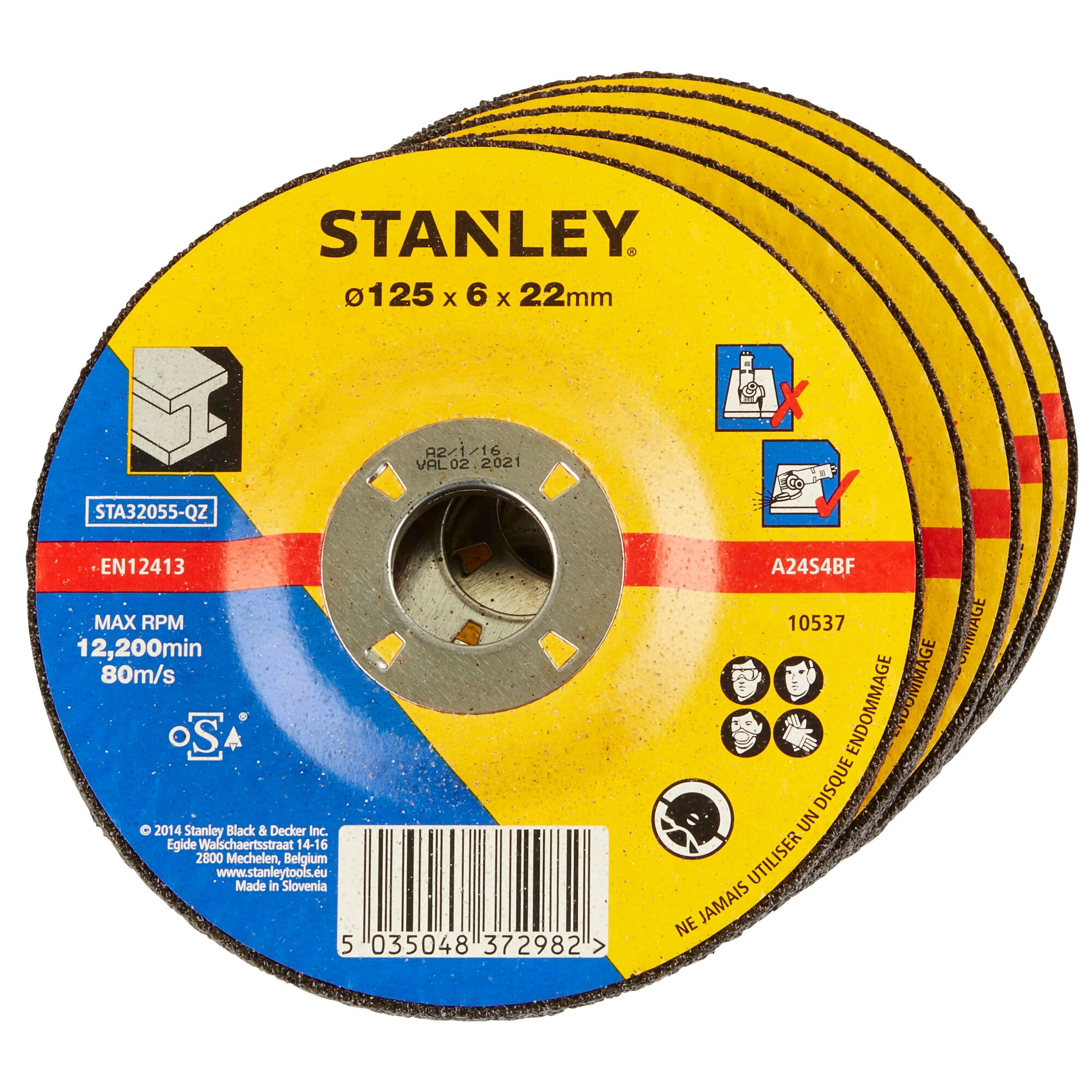 Stanley Disque aggloméré à ébarber le métal 125x22x6 STA32055-QZ