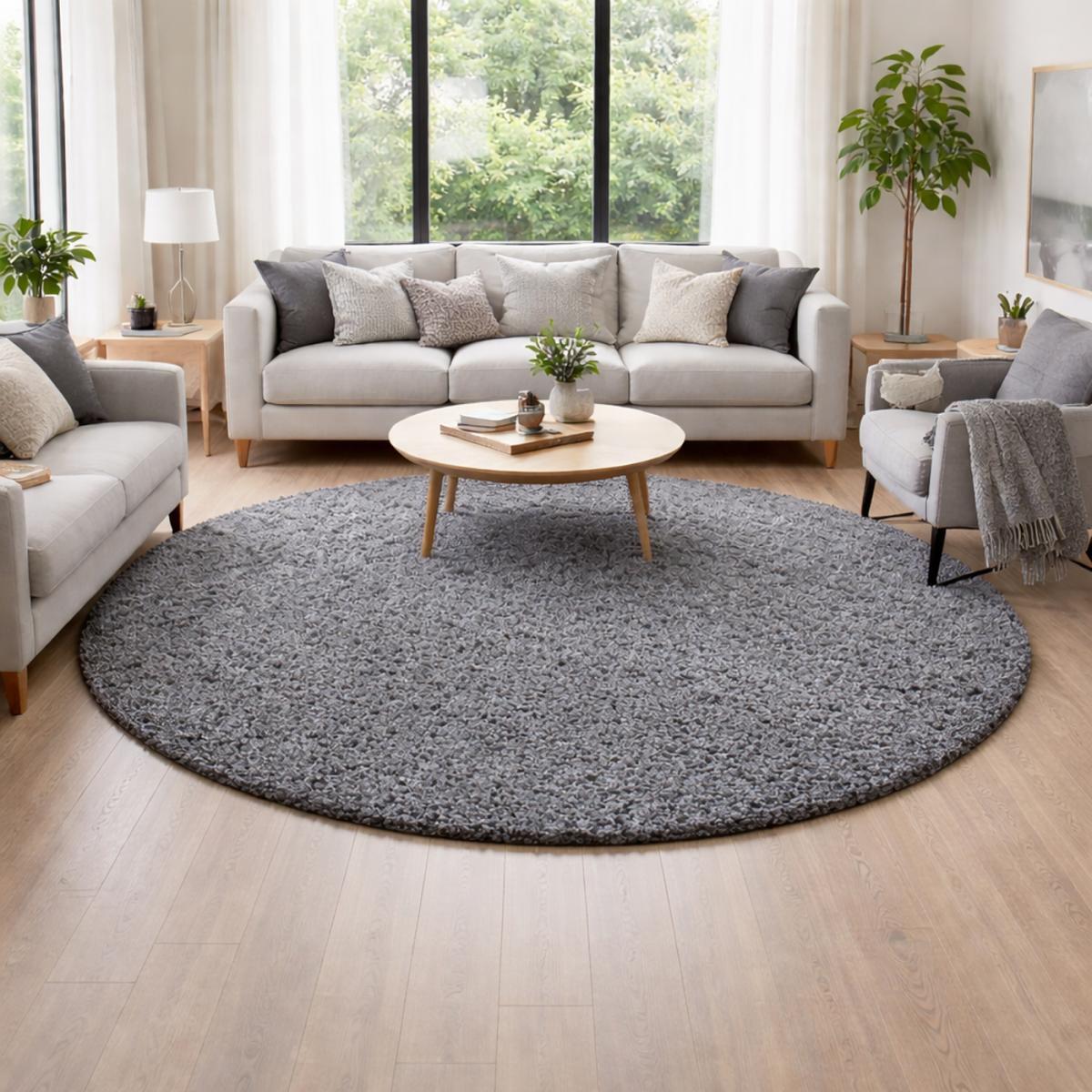 Tapis poils longs shaggy tissé motif uni ZASIVE
