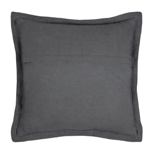Coussin carré uni en gaze de coton surpiquée - Gris anthracite