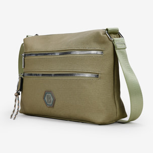 Bolso bandolera verde con logo