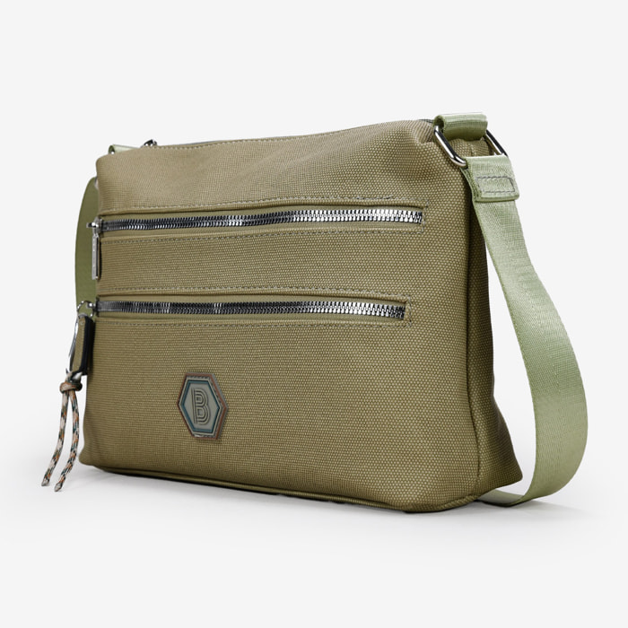 Bolso bandolera verde con logo