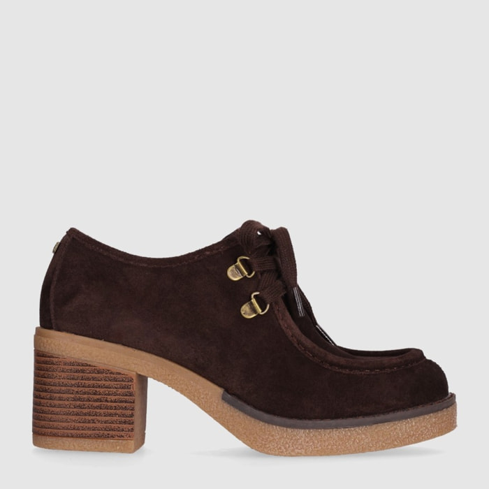 Zapatos de Serraje - Marron - Tacón: 6 cm