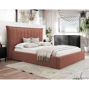 Esmee - lit coffre - 160x200 cm - en velours - sommier inclus - Terracotta