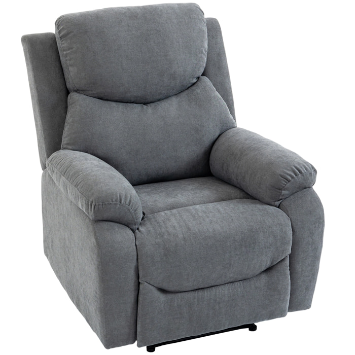 Sillón Relax Reclinable Manual, Sillón Relax Moderno, Tapizado en Tela Aspecto Lino, Reposapiés, Reposabrazos, Acolchado Grueso, Butaca Reclinable hasta 150°, Carga 120 kg, para Salón, Girs