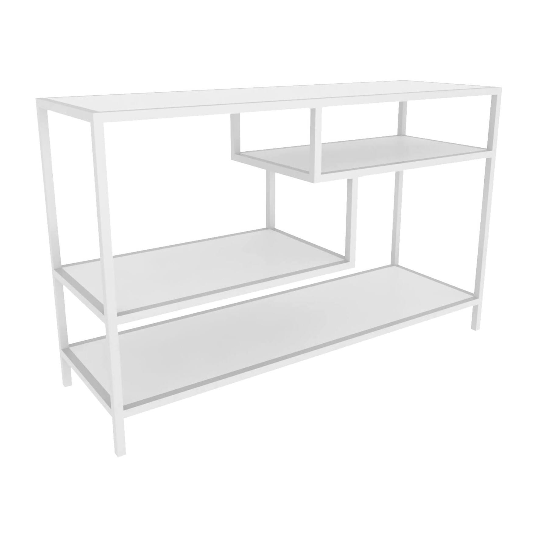 Mobile porta TV Dplizzar, Credenza da soggiorno, Armadio basso per TV, Base parete attrezzata, 120x39h75 cm, Bianco