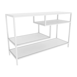 Mobile porta TV Dplizzar, Credenza da soggiorno, Armadio basso per TV, Base parete attrezzata, 120x39h75 cm, Bianco