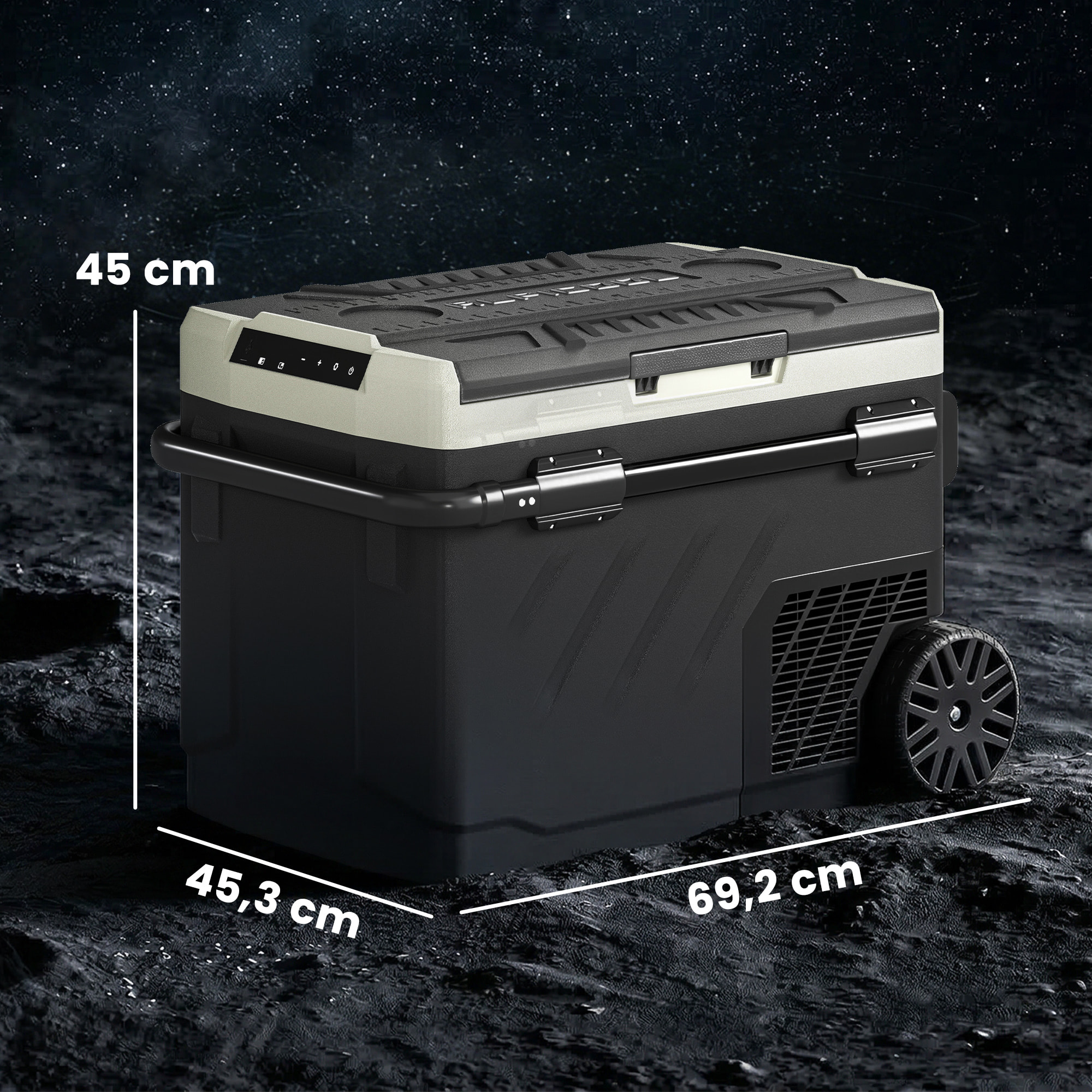 Glacière électrique portable 40L compresseur 2 zones poignée télescopique noir