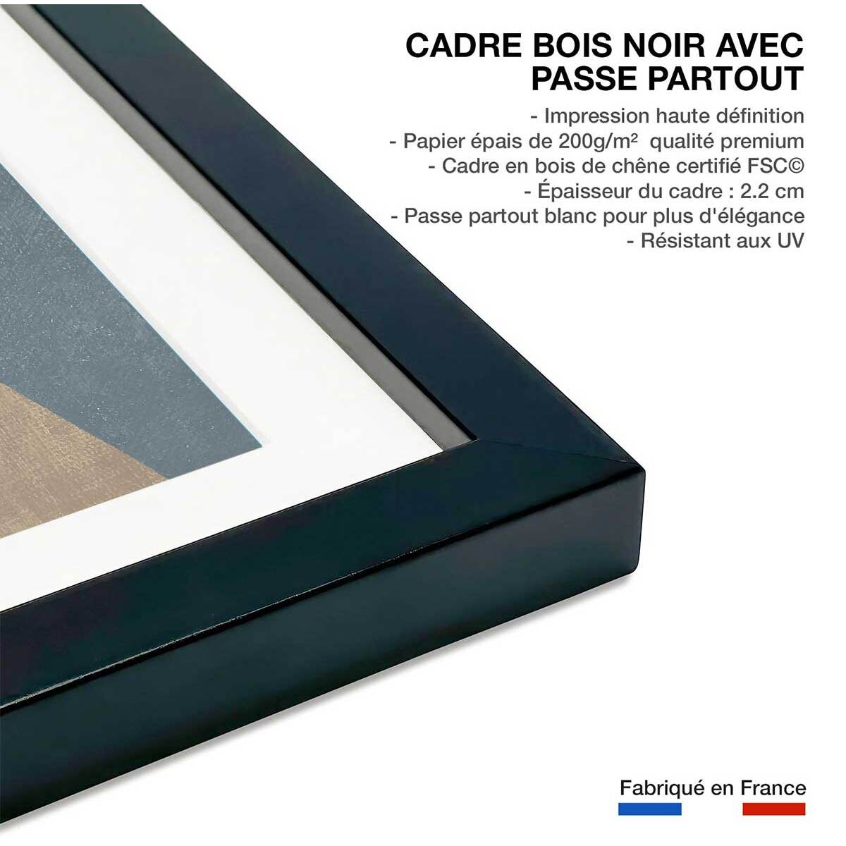 Poster Soie bleue sarcelle Affiche + cadre en bois - Noir