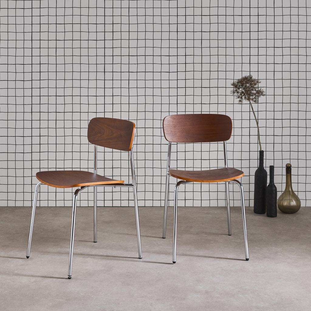 Chaise vintage métal et contreplaqué (lot de 2) TOBY