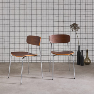 Chaise vintage métal et contreplaqué (lot de 2) TOBY