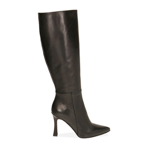 Botas de piel negras, tacón 10 cm.