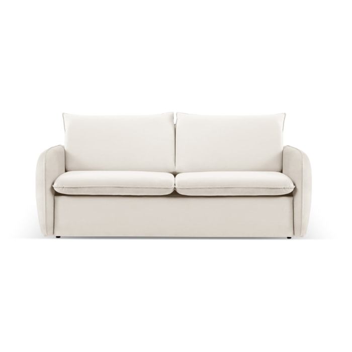 Canapé convertible "Vienna" 2 places en velours beige clair