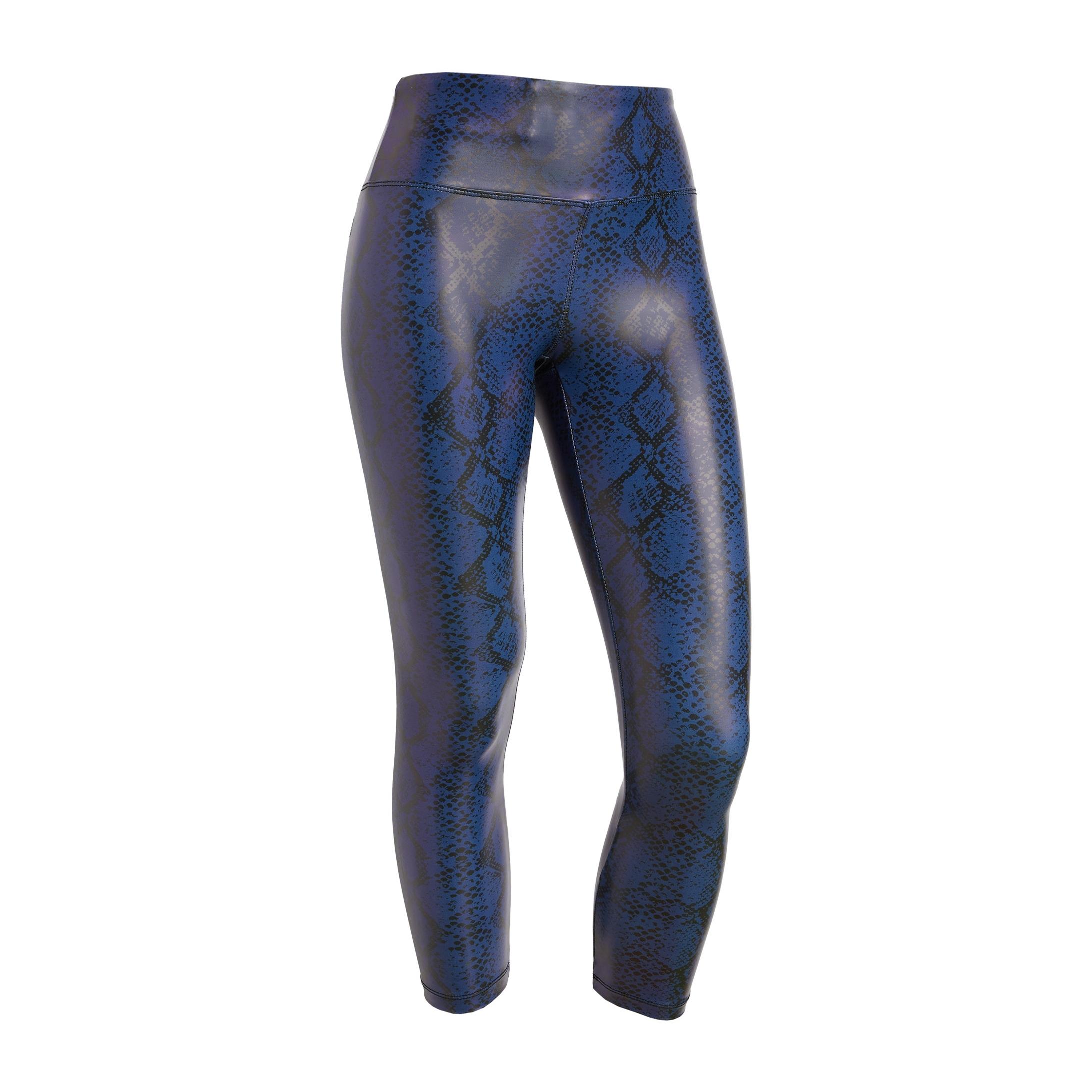 Leggings vita alta 7/8 in tessuto coated effetto snake