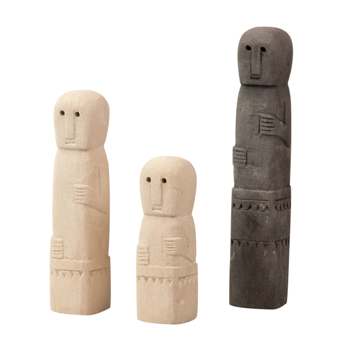 Set 3 Figuras Decorativas 5x5x28, 5x5x21, 5x5x16 Cm