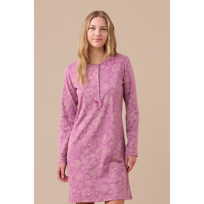 Camicia da notte donna caldo cotone articolo flory Noidinotte