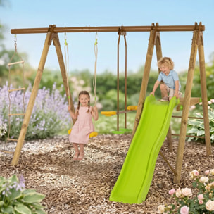 Balançoire en bois poutre métal 1,90 m, 5 enfants, Techwood OREKA